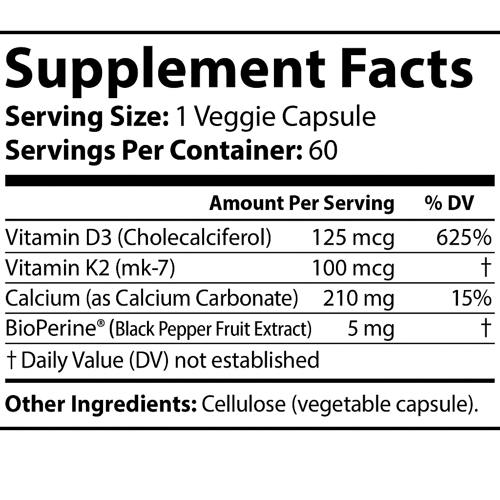 Vitamin K2 + D3 – Premium Bone & Heart Support